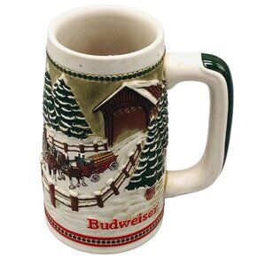 Budweiser stein ceramarte brazil handcrafted holiday 6" tall Christmas tree READ